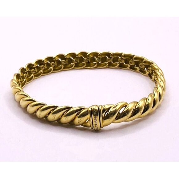 David Yurman Sculpted 18K Yellow Gold  Bracelet 8mm Wide - Picture 7 of 13